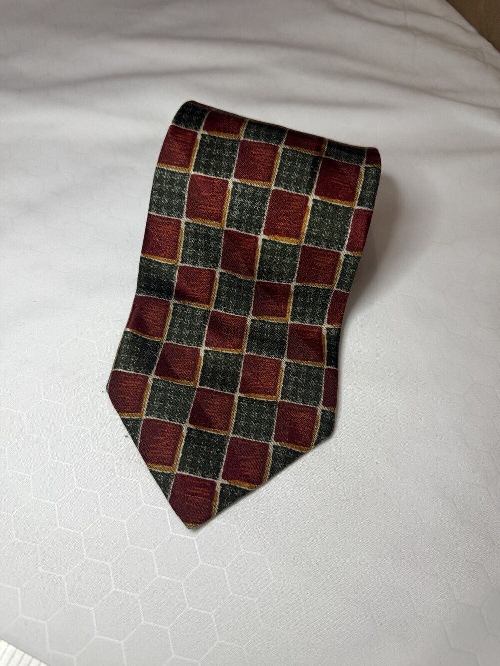 👔 Ermenegildo Zegna Tie Gold Blue Brown Geometric Woven Made in Italy 🔥